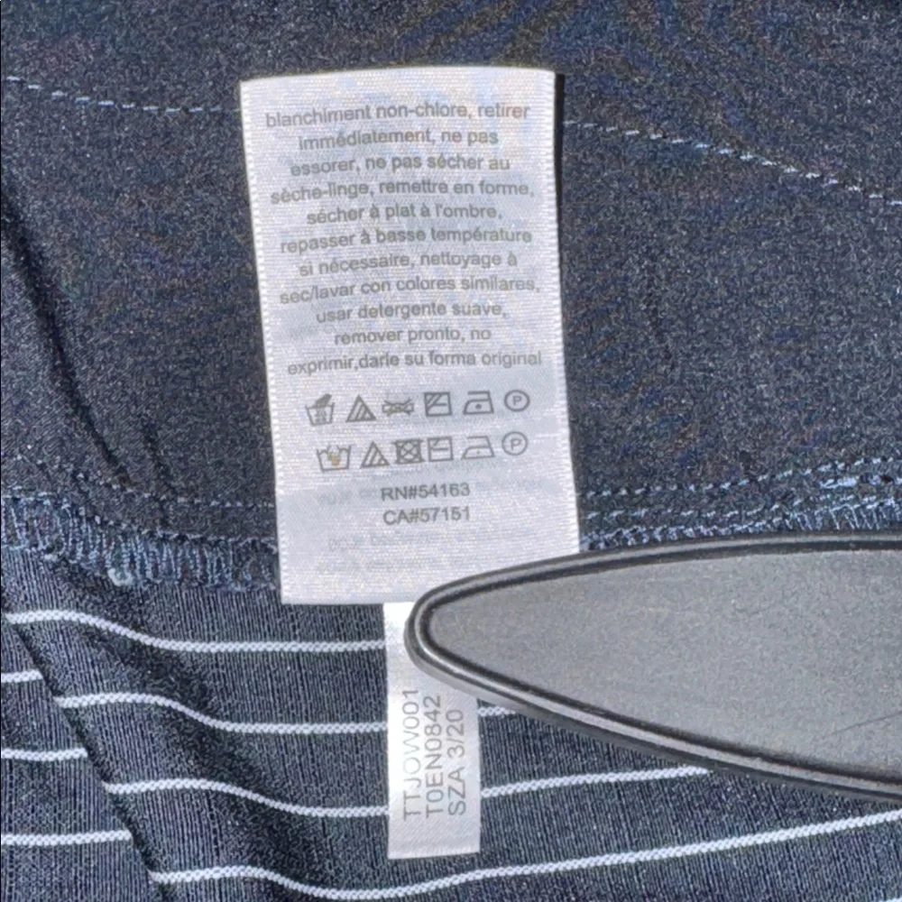 TOMMY HILFIGER Navy Pinstripe Tie Front High Rise Slacks Career Size L - Picture 10 of 14